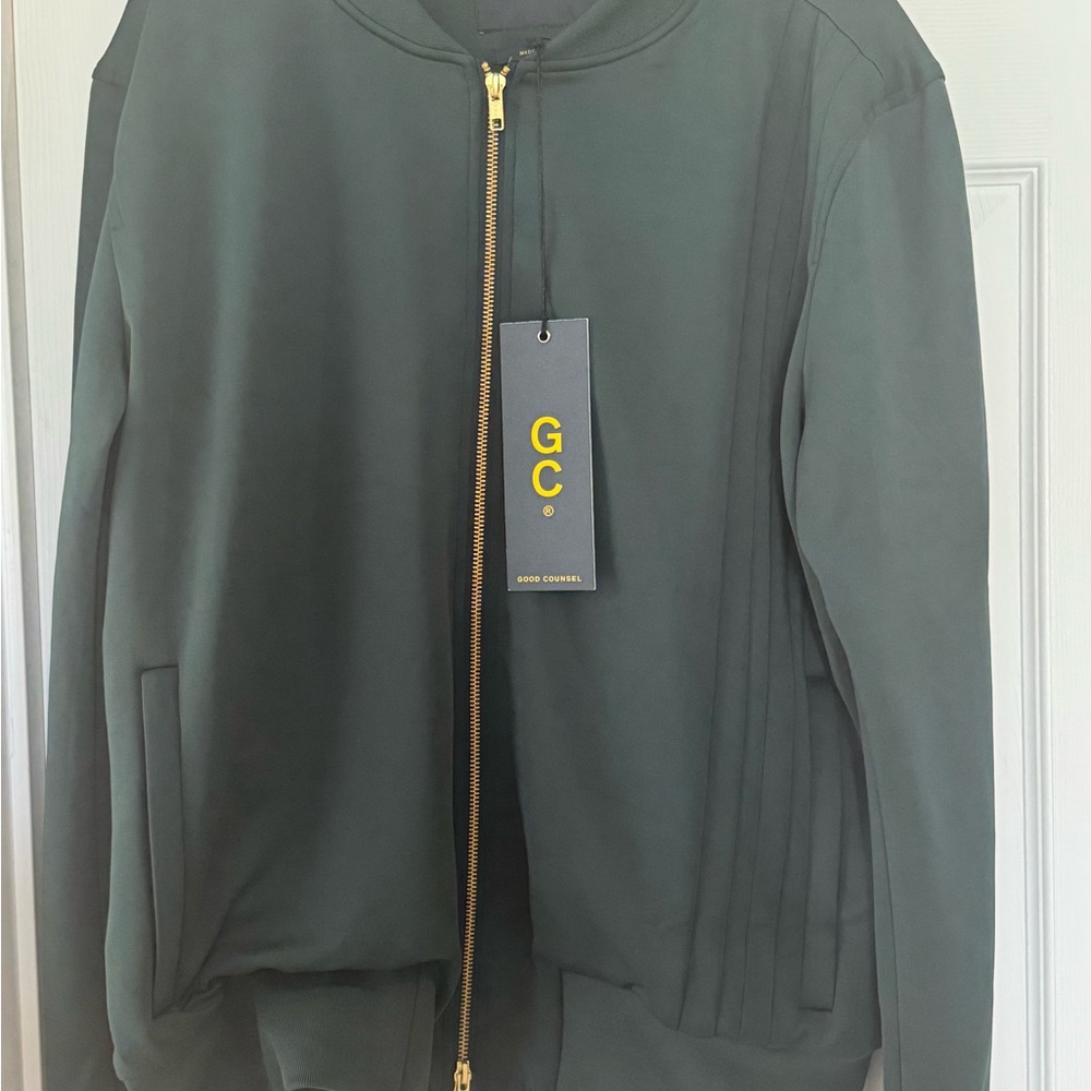 NWT Men’s Good counsel Green Pippen Track  Jacket with Gold Zipper